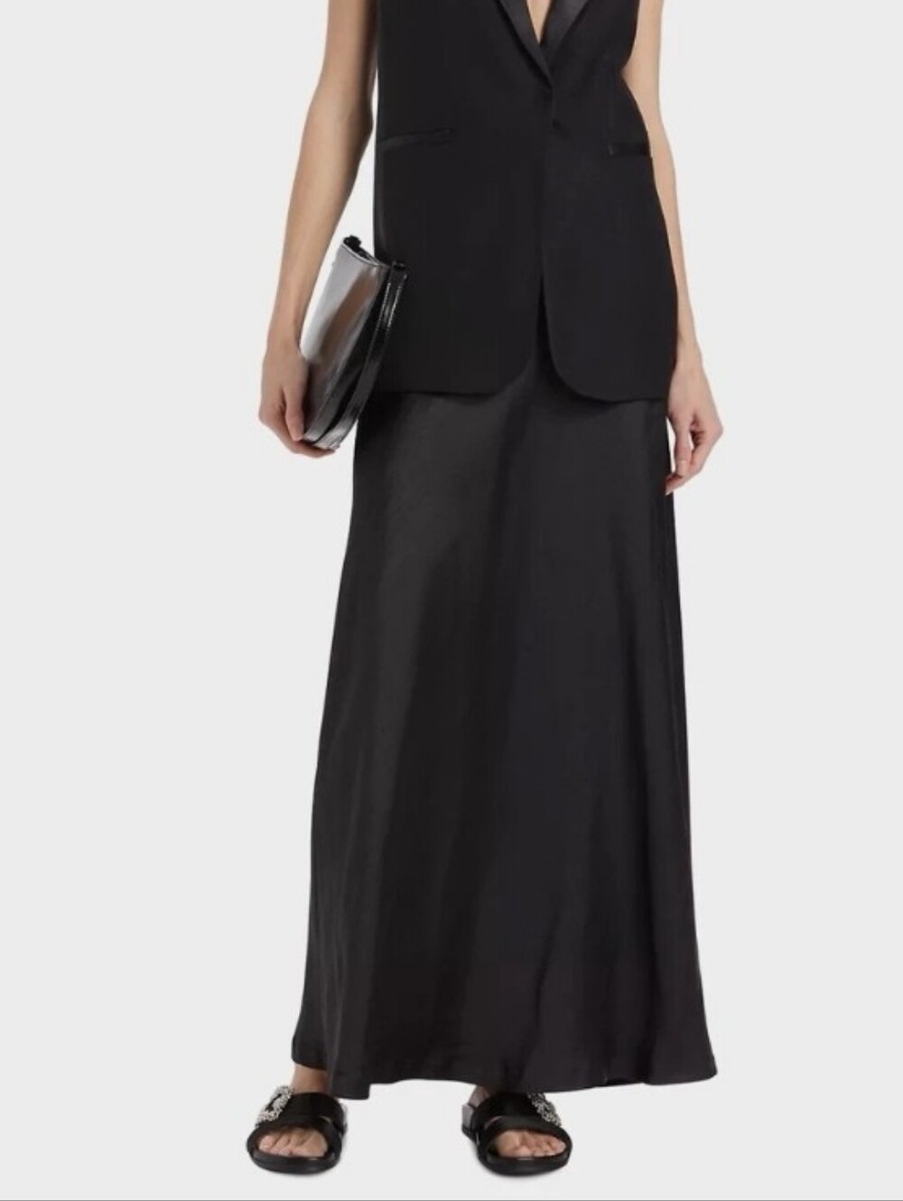 NEW! Ann Taylor Black Satin Maxi Skirt Size 6
